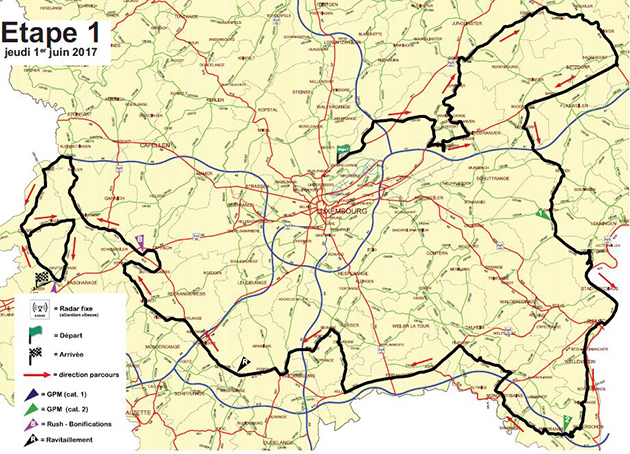 Luxembourg tour stage 1 map